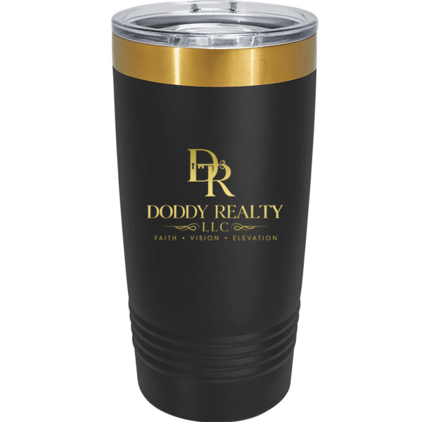 Polar Camel 20 oz. Black/Bright Gold ION-Plated Ringneck Tumbler with Slider Lid Thumbnail